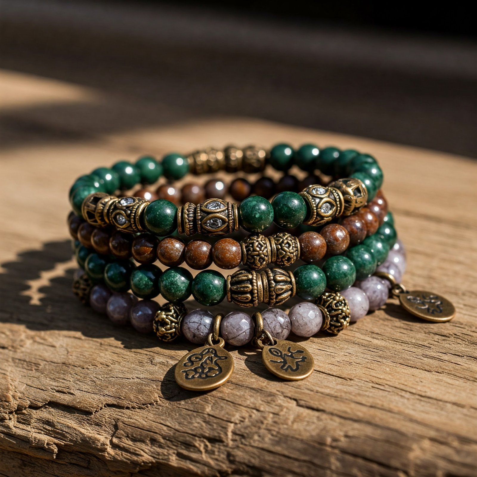 Julie Cohn handmade bronze and bead bracelets
