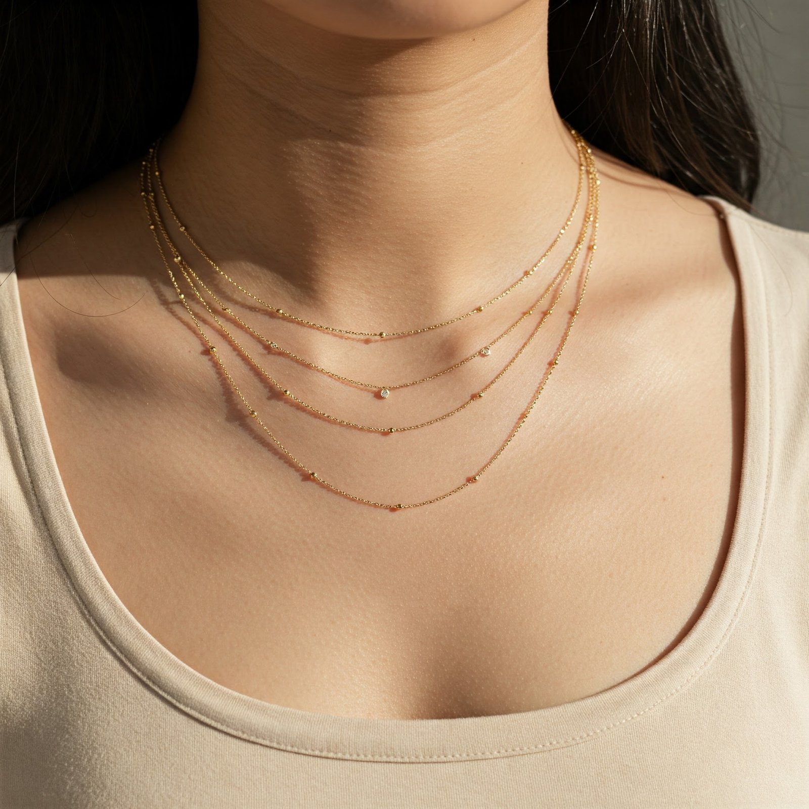 dainty layered necklaces for petite women