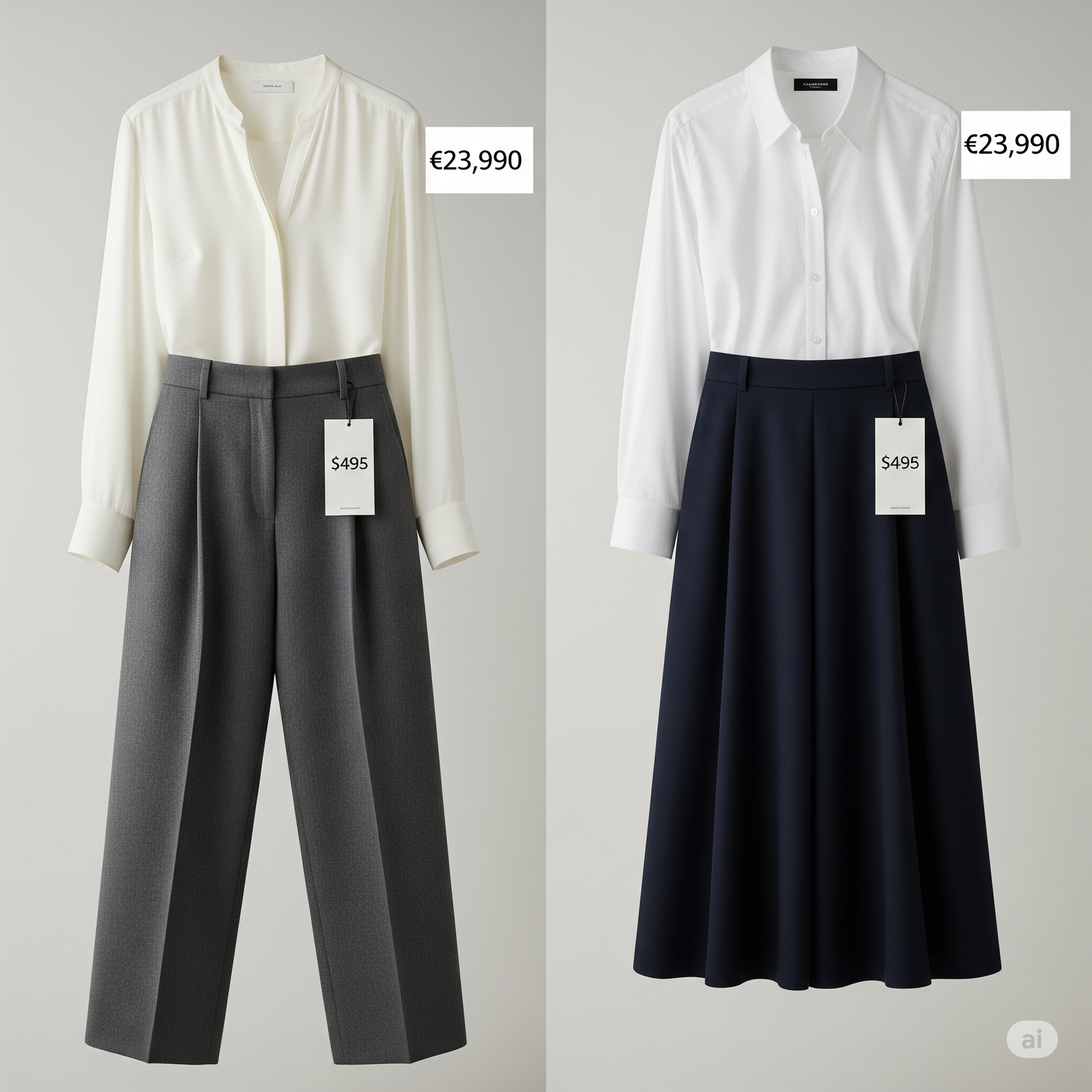 Comparison shot showing COS pieces at full price vs. discounted retailers