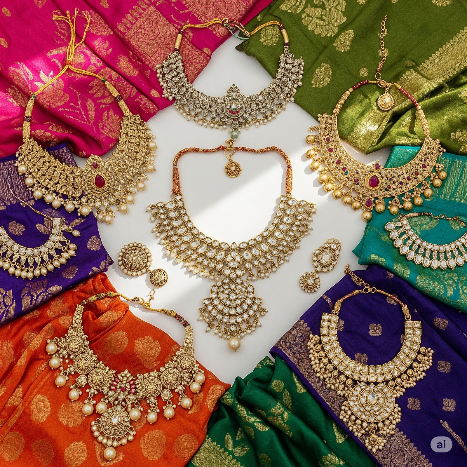 statement necklaces for sarees