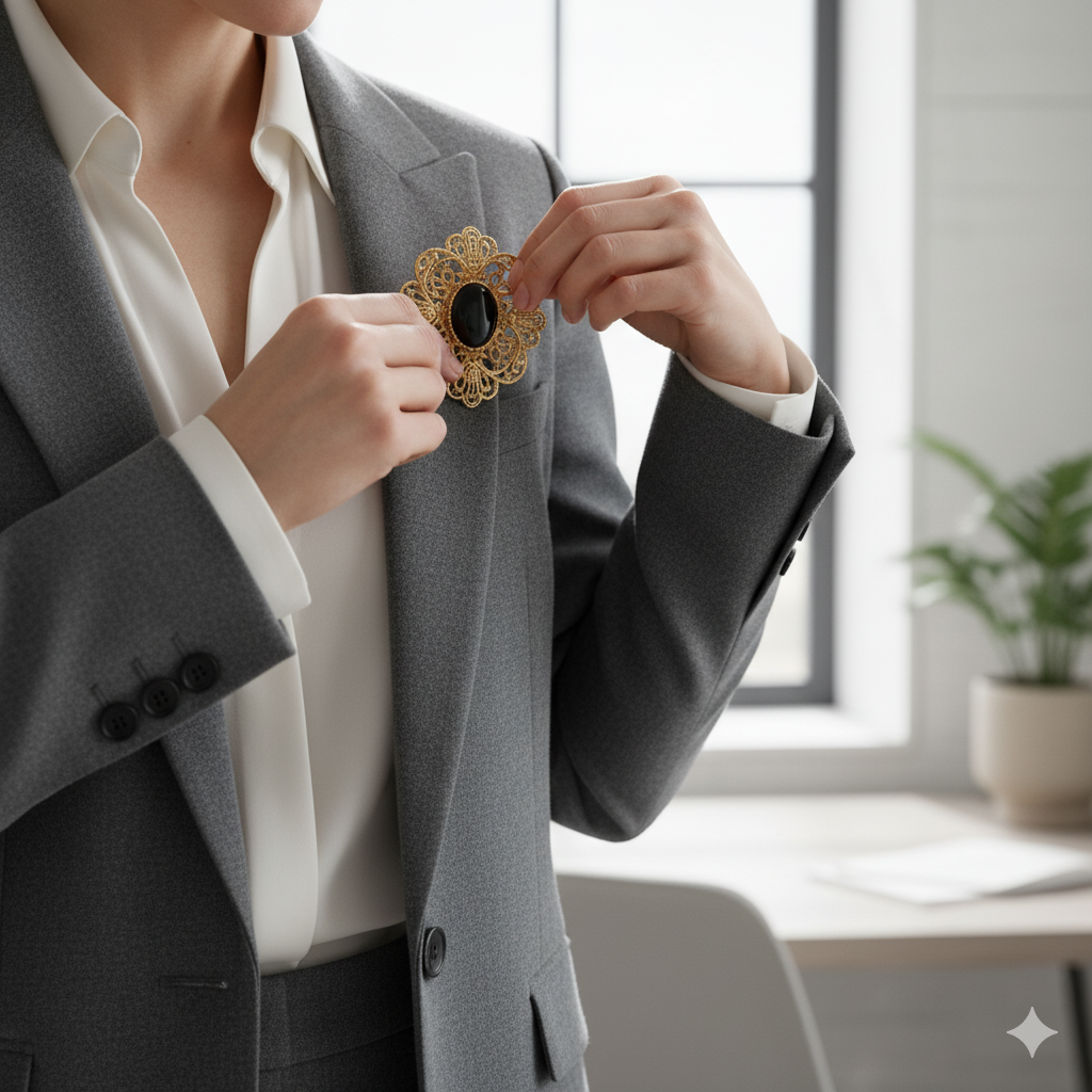 how to style brooches in modern outfits